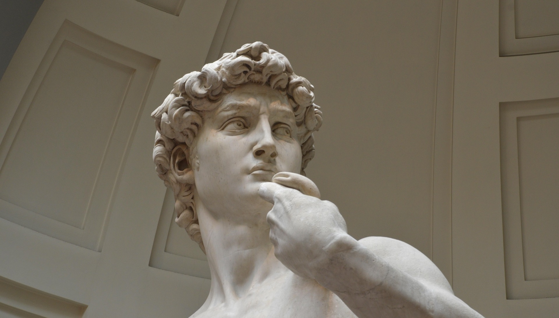 Överdelen av Michelangelos staty av David.